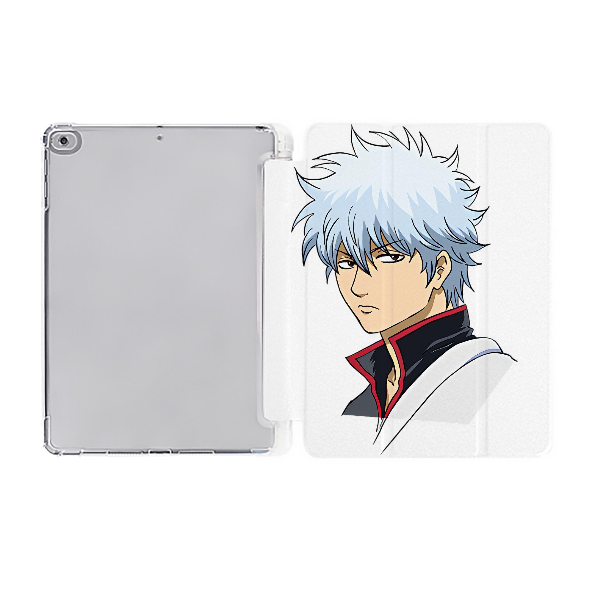 ぎんたま 坂田銀時（さかたぎんとき） 神楽 志村新八（しむら しんぱち） GINTAMA Sakata Gintoki Kagura Shimura Shinpachi IPad ケース ペン収納付き 三つ折りスタンド PUレザー×シリコン 対応機種9.5/10.5/10.9インチ